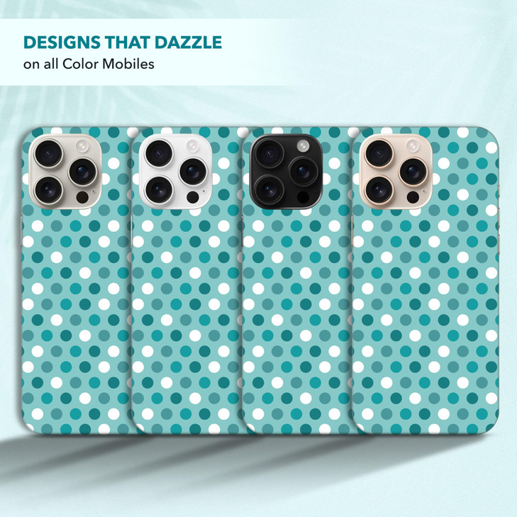 SuzaCase Back Case for iPhone 16 Pro Max, iPhone 16 Pro Max Case with Stylish Polka Dots Teal Design Printed Cute, Sleek Durable Hardshell Protective