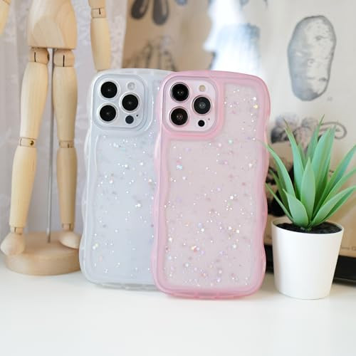 Cyberowl Compatible with iPhone 16 Pro Max 2024,Cute Kawaii Bling Sparkle Glitter Frame Shape Soft Silicone Shockproof Protective Phone Cover for Wom