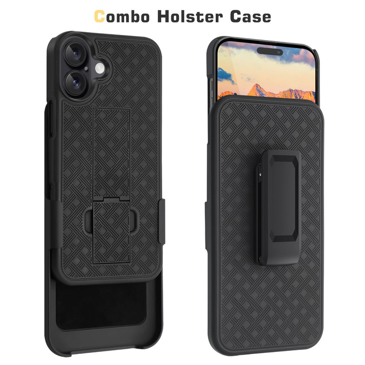 Fingic for iPhone 16 Case,iPhone 16 Belt Clip Holster Case Slim Combo Shell with Kickstand Swivel Holster Rugged Shockproof Antiscratch Full Body Pro
