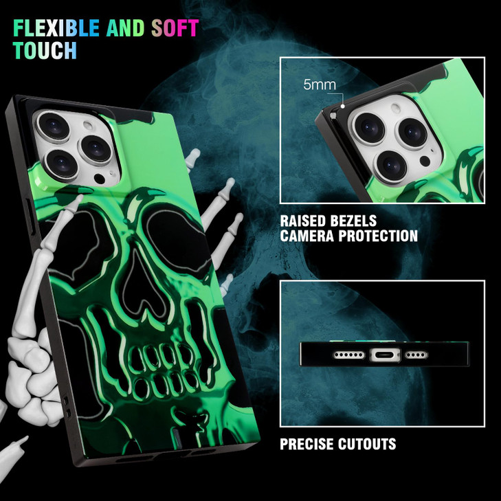 Guppy Compatible with iPhone 16 Pro Max Case, Cute Skull Case, Halloween Phone Case for Girls Boys Unique, Fashion Pattern Hard PC Backseat TPU Bumpe