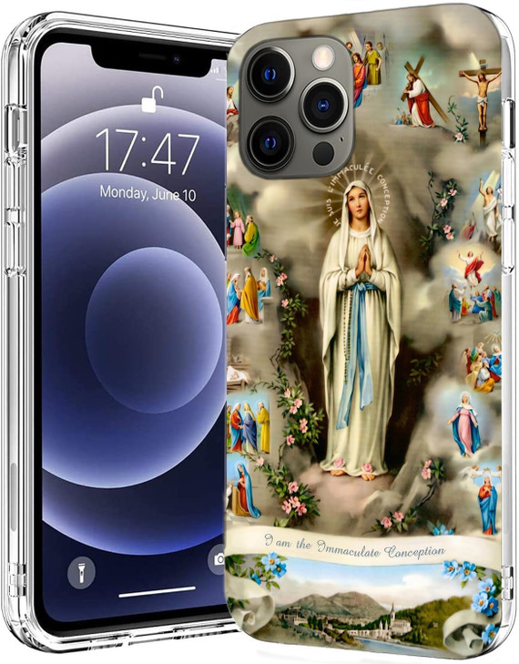 Jorsoery Phone Case for iPhone iPhone 16 Pro Max Immaculate Conception Virgin Mary Catholic Soft TPU Shockproof Protective Phone Case Cover