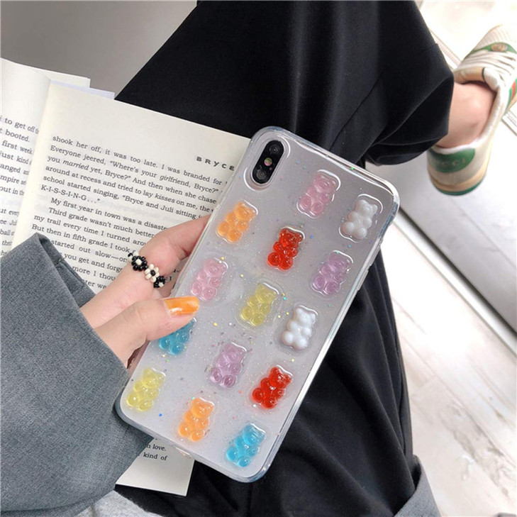 UnnFiko Cute Clear Phone Case for iPhone 16 Pro Max, Super Kawaii Cartoon Bears, Funny Creative Soft Protective Phone Cases Cover for iPhone 16 Pro M