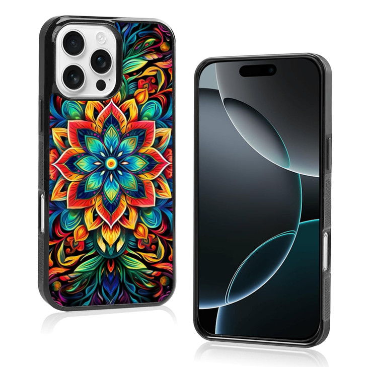 Mandala Flower Designed Phone Case for iPhone 16 Pro Max Protective Cover Soft TPU Slim Shockproof Limited Boho Phone Case for Teen Girls and Boys, W