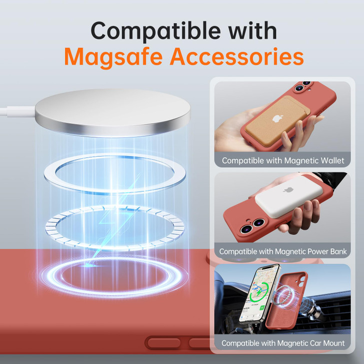 Kiresen for iPhone 16 Case with 2 Screen Protectors - Wireless Charging - Upgraded Camera Protection - Liquid Silicone Protective Phone Case for Wome