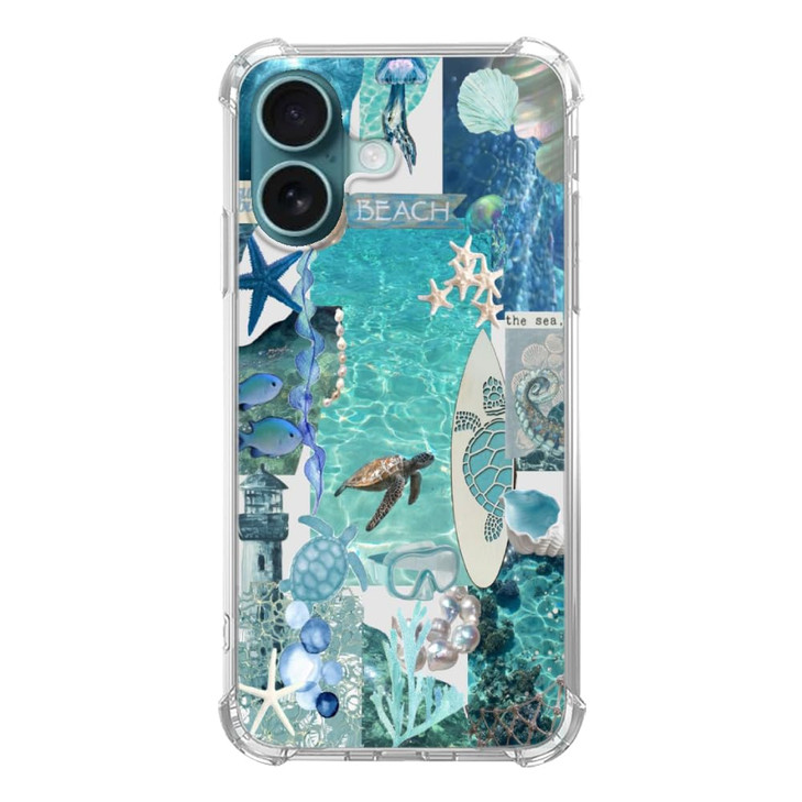 Taywry Summer Turtles Phone Case Compatible with iPhone 16 Plus, Ocean Fish Aesthetic Phone Case for iPhone 16 Plus, Trendy TPU Phone Case Cover
