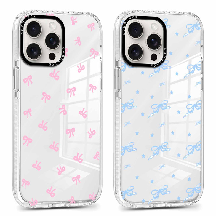 Yomjew 2 Pack Cute Clear Bow Phone Case for iPhone 16 Pro Max 6.9 inch, Aesthetic Trendy Soft Slim Fashion Protective Shockproof TPU Bumper Cover for