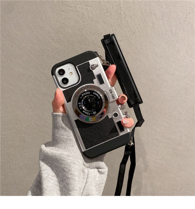 UnnFiko Emily in Paris Phone Case for iPhone 16 Pro Max, Cute Camera Design, 3D Vintage Camera Cover Phone Case with Long Lanyard Compatible with iPh