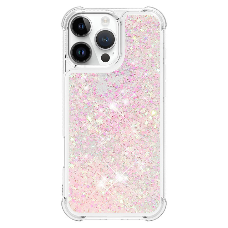 Asdsinfor Case for iPhone 16 Pro, Glitter Liquid Cute Clear Flowing Quicksand TPU with Anti-Fall Belt Bumper Corner Shockproof Protection Cover for i