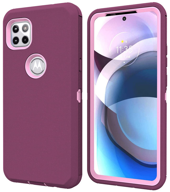 Annymall for Moto One 5G Ace Case with Screen Protector, Rugged Triple Layer Shockproof Drop/Dust-Proof Bumper Heavy Duty Hybrid Protective Phone Cas