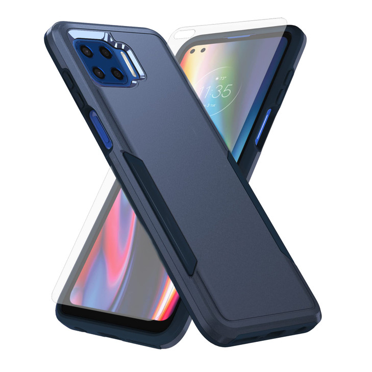 Asuwish Phone Case for Moto One 5G/One5G UW/Moto G G5 Plus with Tempered Glass Screen Protector Cover and Slim Hybrid Full Body Protective Cell Acces