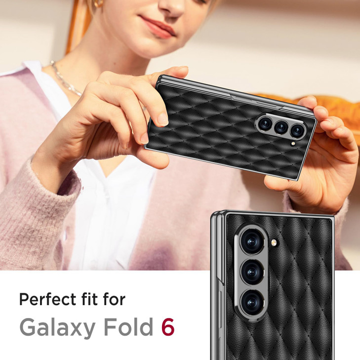 Miimall Slim Fit for Z Fold 6 Case with Screen Protector for Women Girls, Thin and Slim Shockproof PU Leather Comfortable Grip Full Protective Cover