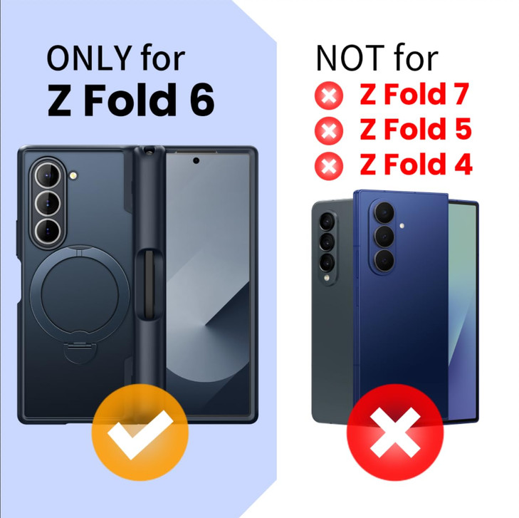 MOBOSI for Z Fold 6 Case with Rotatable Ring Stand & HD Screen Protector, Compatible with Magsafe, 18FT MIL-Grade Protection, Magnetic Shockproof Sli