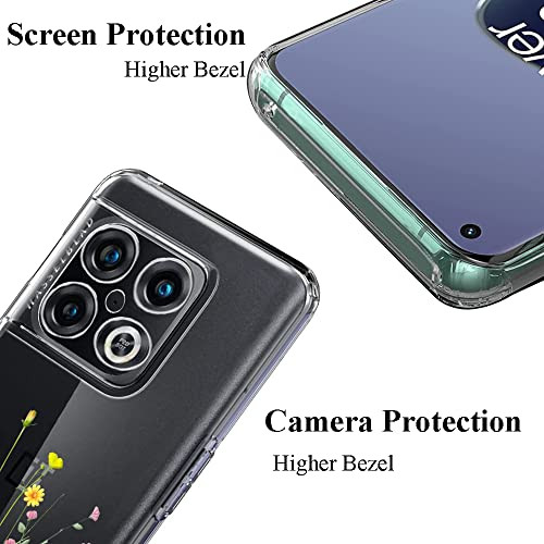 Unov Case Compatible with OnePlus 10 Pro 5G Clear with Design Soft TPU Shock Absorption Slim Embossed Pattern Protective Back Cover Case (Flower Bouq