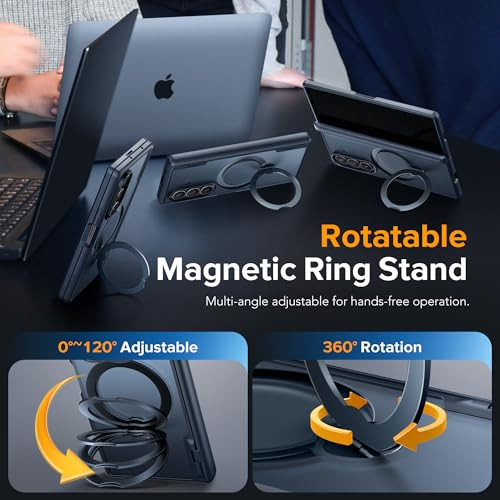 MOBOSI for Z Fold 5 Case with Rotatable Ring Stand & Privacy Screen Protector, Compatible with Magsafe, 18FT MIL-Grade Protection, Magnetic Shockproo