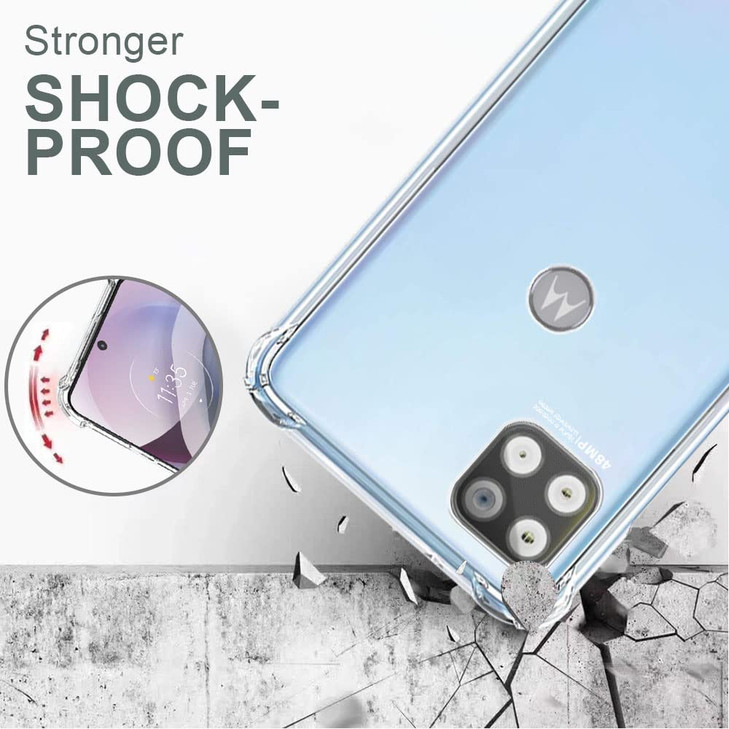 for Motorola One 5G Ace Phone Case with Screen Protector, Transparent Shockproof Clear Slim Color Soft TPU Protection Cover Cases for Motorola One 5G