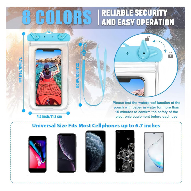 Weewooday 32 Pieces Waterproof Phone Pouch Bulk Universal Multicolor Cellphone Case Ipx8 Waterproof up to Smartphone 6.9 Inch for Cruise Gifts Beach