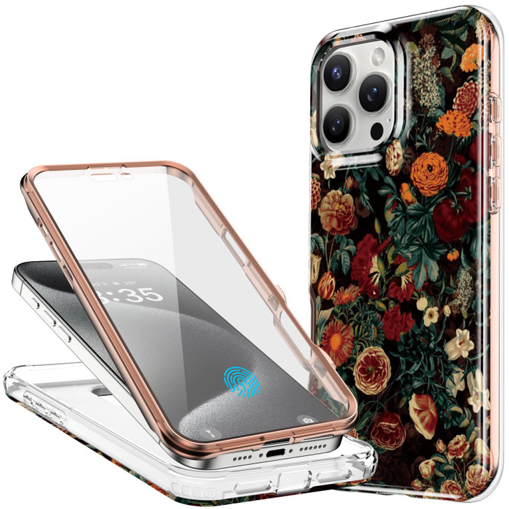 Esdot for iPhone 16 Pro Max Case with Built-in Screen Protector - Durable Hard PC Front Frame + Soft TPU Back Cover, Trendy Cute Designs for Women,Pr