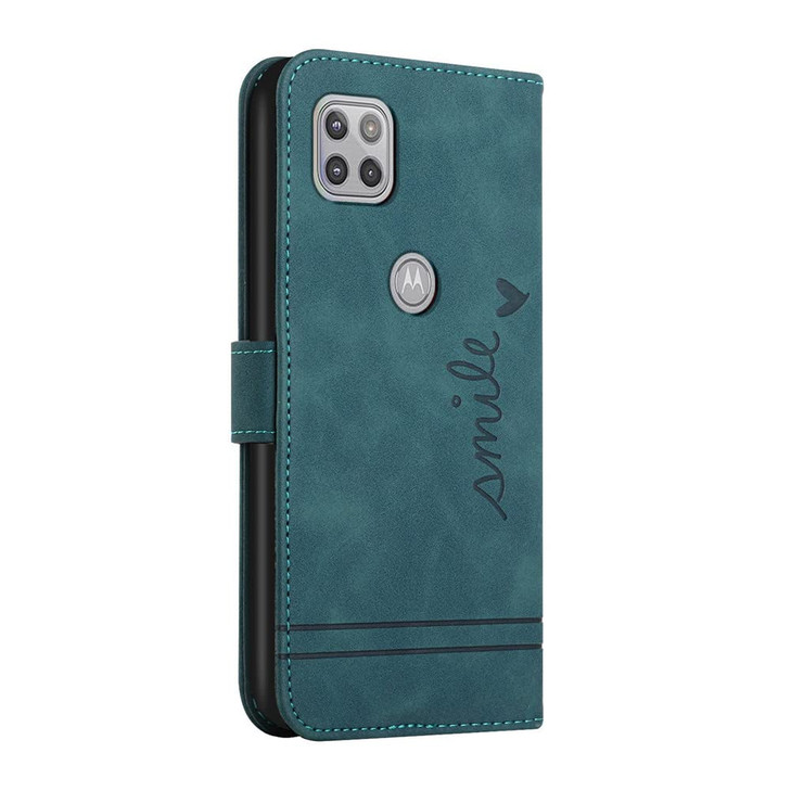 COTDINFOR Wallet Case for Moto One 5G Ace With Card Holder, Leather Flip Cover, Kickstand, Magnetic Full Protection - Smile Green