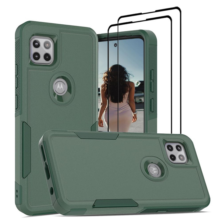 Jeylly for Motorola One 5G Ace Case with 2 Pack Screen Protector Shock-Absorption Soft TPU Rubber Hybrid Protective Cell Phone Cover for Moto One 5G