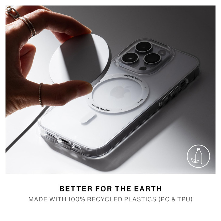 Native Union (Re Clear Case  Transparent Anti-Yellowing Case  MagSafe Compatible with Built-in Magnets  Recycled Materials  Ultra-Durable with Mi