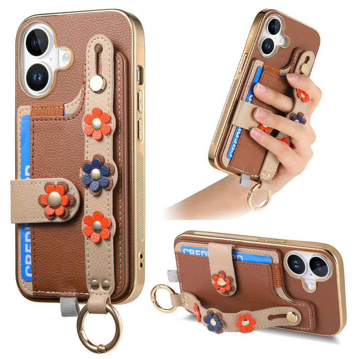 Asuwish Phone Case Compatible with IP 16 Plus 6.7 inch Wallet Cover with Tempered Glass Screen Protector Wrist Strap Slim Stand Credit Card Holder Sl