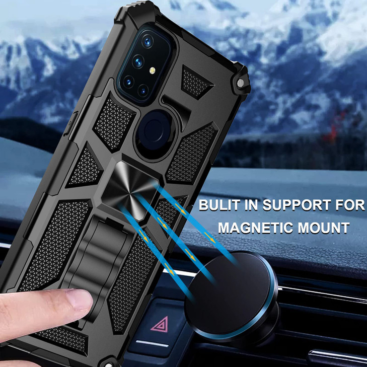 Ailiber Compatible with OnePlus Nord N10 5G Case with Screen Protector, for Magnetic Car Mount, Kickstand Holder, Rugged Shockproof Bumper Military G