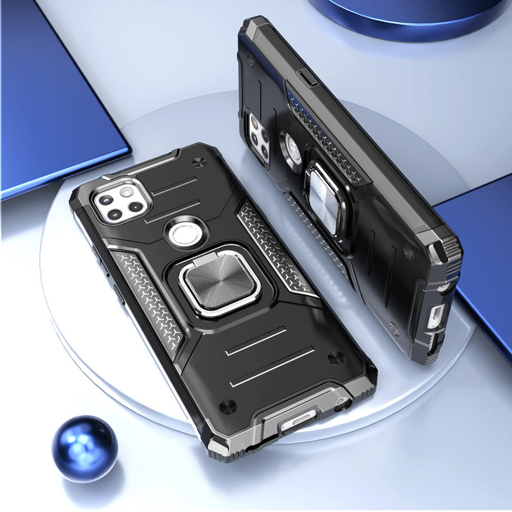 IDYStar for Moto One 5G Ace Case with Screen Protector,Shock Absorption Heavy Duty Sturdy Drop Test Slim Case with Car Mount Kickstand Lightweight Pr