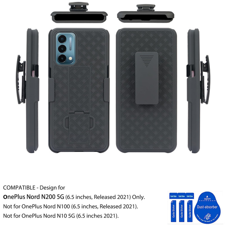 Ailiber Compatible with OnePlus Nord N200 5G Case, OnePlus Nord N200 Holster with Screen Protector, Swivel Belt Clip, Kickstand Holder, Slim Shockpro