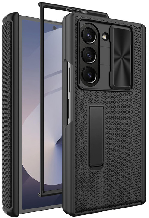 Miimall Full Body Case for Samsung Z Fold 5 2023, with Built-in Screen Protector & Hinge Protection, Adjustable Kickstand & Slide Camera Cover for Sa