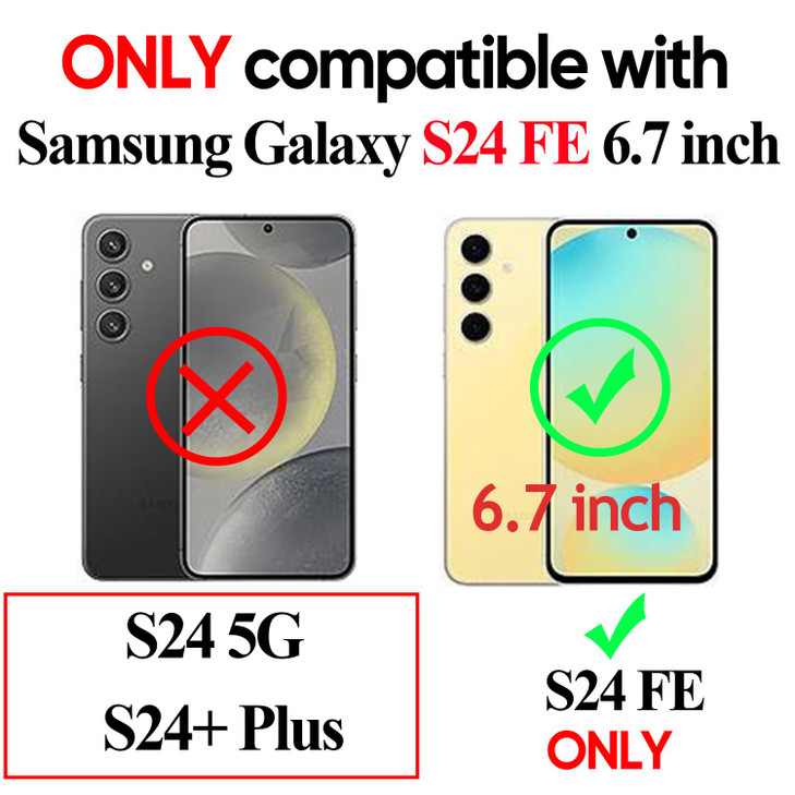 LeYi for Galaxy S24 FE 5G Case [??? ??? ??? ??]: S24FE Phone Case with Glass Screen Protector, Full Body Protective Rugged Shockproof Cute Girly Wome