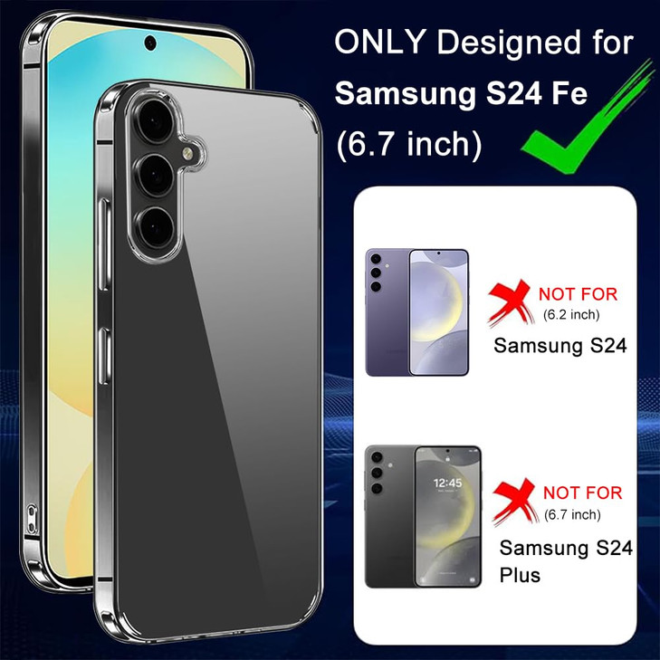 Compatible with Samsung Galaxy S24 FE 5G 2024 Case with Screen Protector & Camera Lens Protector, [Not Yellowing] [Military-Grade Drop Protection] Pr