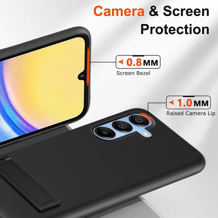 Nijiadi Case for Samsung Galaxy A16 5G 2024 Phone Case with Glass Screen Protector, [3 Stand Ways] Metal Kickstand/Stand Silicone TPU Slim Fit Protec