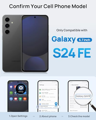 SIXBOX for Samsung Galaxy S24 Fe Case, Built-in Card Holder & Lens Cover & Kickstand, Military Grade Drop Tested Soft Silicone Edge Rugged Protective