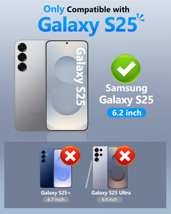 ATATOO for Samsung Galaxy S25 Wallet Case, Built-in Card Holder (3-5 Cards) & Slide Camera Cover & RFID Blocking, Military Grade Protection, Rugged S