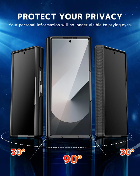 NINKI Samsung Galaxy Z Fold 6 Case - 4 in 1 Magnetic Hinge with Privacy Screen Protector and Kickstand