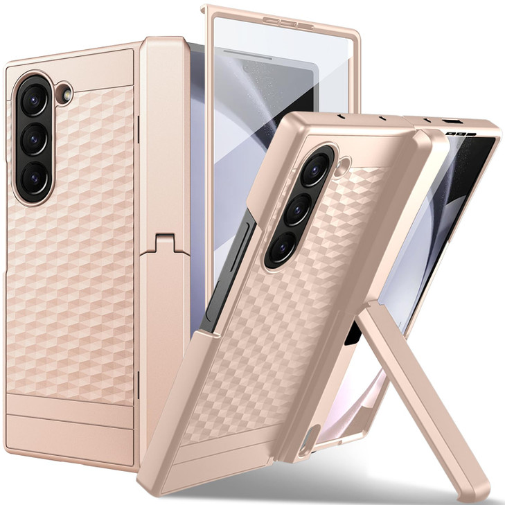 NINKI for Galaxy Z Fold 6 Case with Stand and Hinge & Screen Protector,Luxury Hinged Z Fold 6 Phone Cover for Z Fold 6 Case with Kickstand for Women