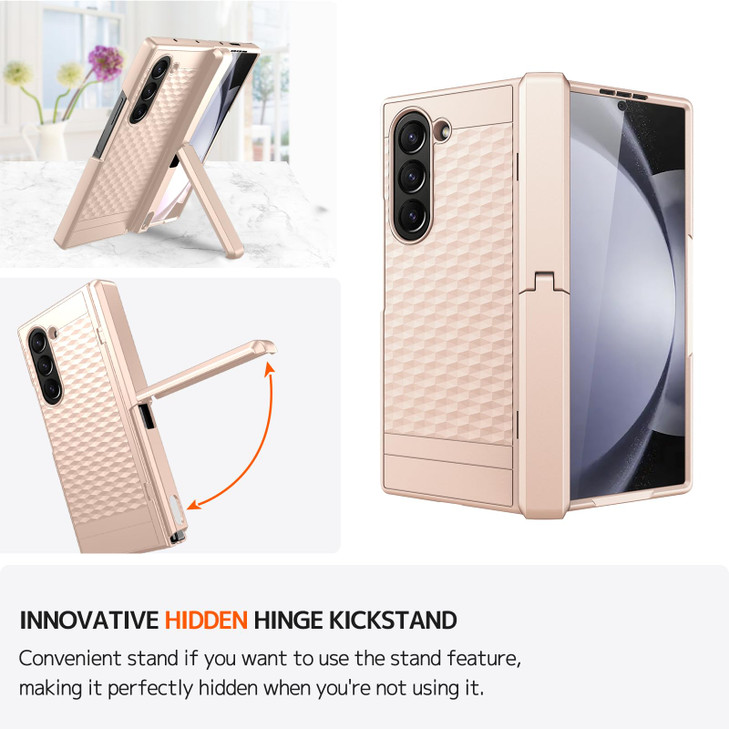 NINKI for Galaxy Z Fold 6 Case with Stand and Hinge & Screen Protector,Luxury Hinged Z Fold 6 Phone Cover for Z Fold 6 Case with Kickstand for Women