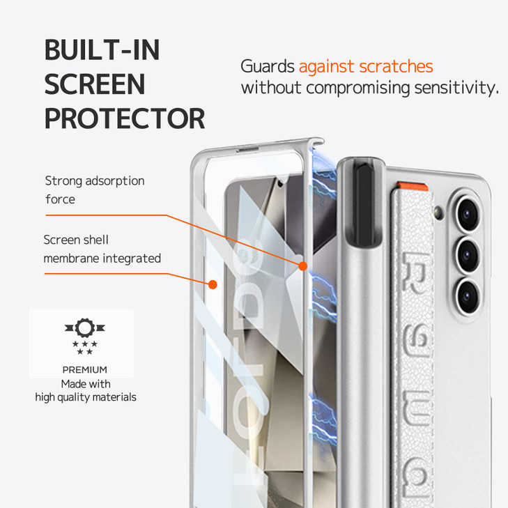 Ninki Compatible Samsung Galaxy Z Fold 6 Case with S Pen (Red) Carbon Fiber, Magnetic Hinge Protection Screen Protector for Samsung Z Fold 6 with S P