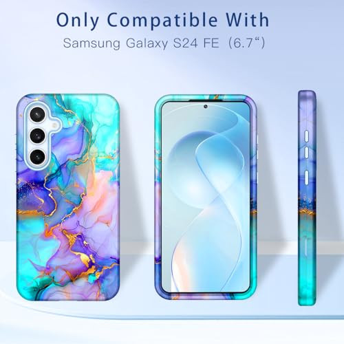 Hekodonk for Galaxy S24 FE Case,Heavy Duty Full Body Shockproof Protection 3 in 1 Hybrid Hard PC Soft Rubber Rugged Drop Protective Slim Women Phone