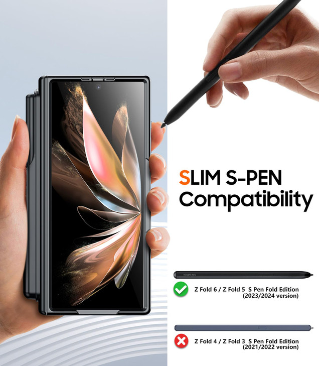 SPIDERCASE Designed for Samsung Galaxy Z Fold 6 Case with S Pen Holder,Built-in [Screen Protector] [Hinge Protection] Soft Protective Phone Cover for