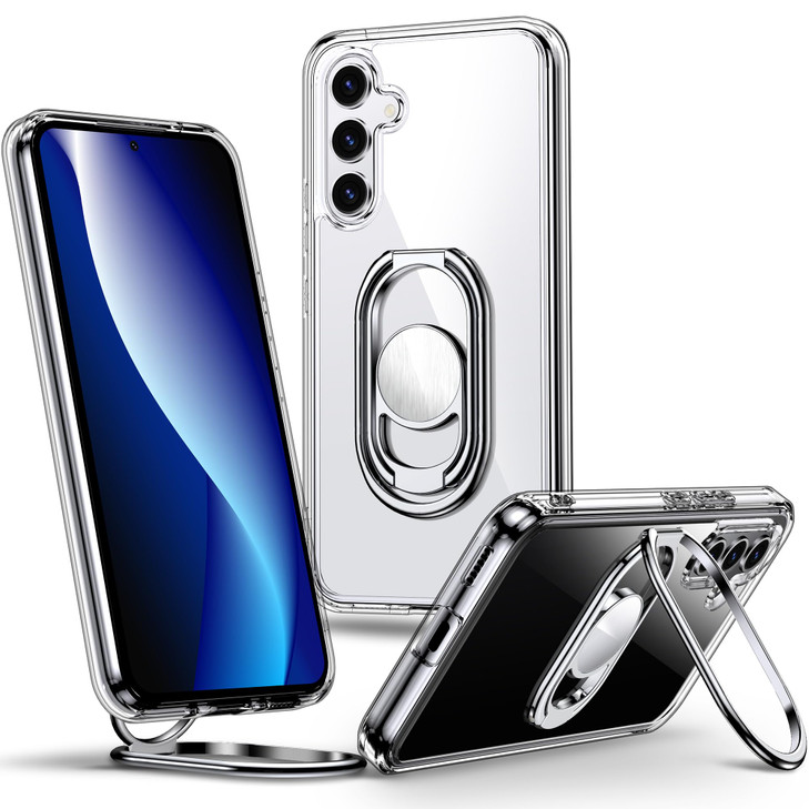 Shields Up for Samsung Galaxy S24 FE Case with Stand, Galaxy S24 FE Case Clear with Double Ring Holder [Adjustable & Foldable] Shockproof Protective