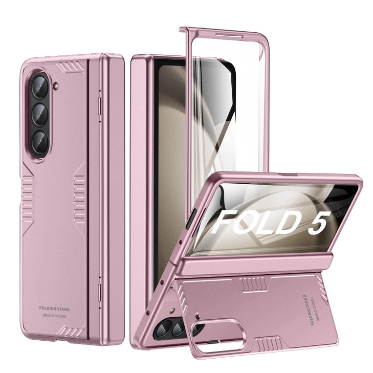 Phone Case for Samsung Z-Fold-5: [Hidden Kickstand][Wireless Charging] Slim Hinge Protection Lightweight Stand Case with Screen Protector- Protective