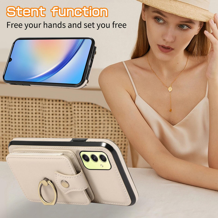 Asuwish Phone Case for Samsung Galaxy A16 5G/4G Wallet Cell Cover with Screen Protector and Crossbody Strap Ring Stand RFID Credit Card Holder Full B