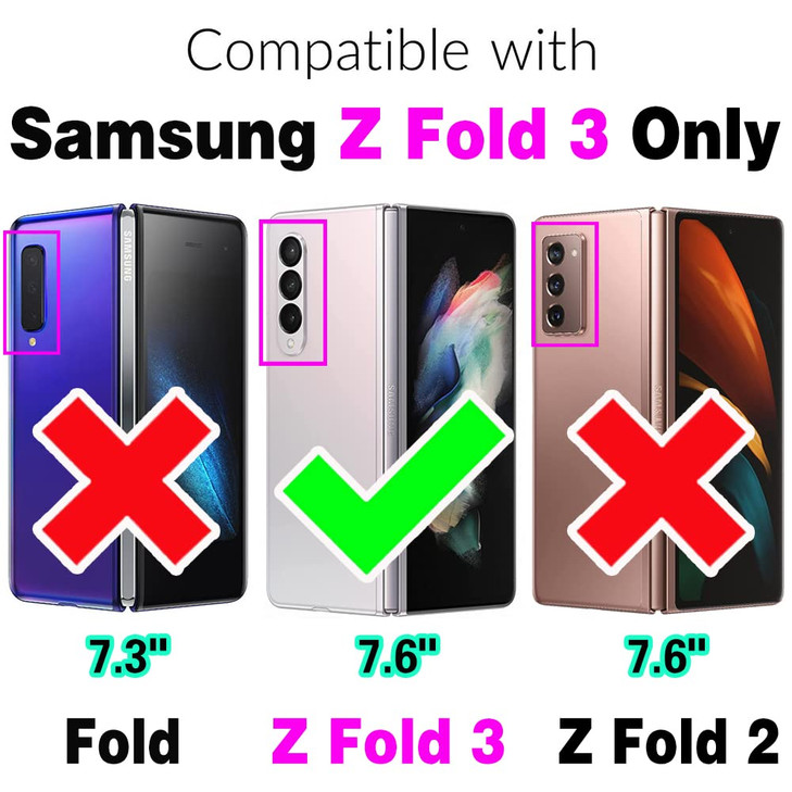 Furiet Wallet Case for Samsung Galaxy Z Fold 3 5G 2021 with Wrist Strap Crossbody Shoulder Strap, 9+ Card Slots Zipper Purse, Luxury PU Leather Stand