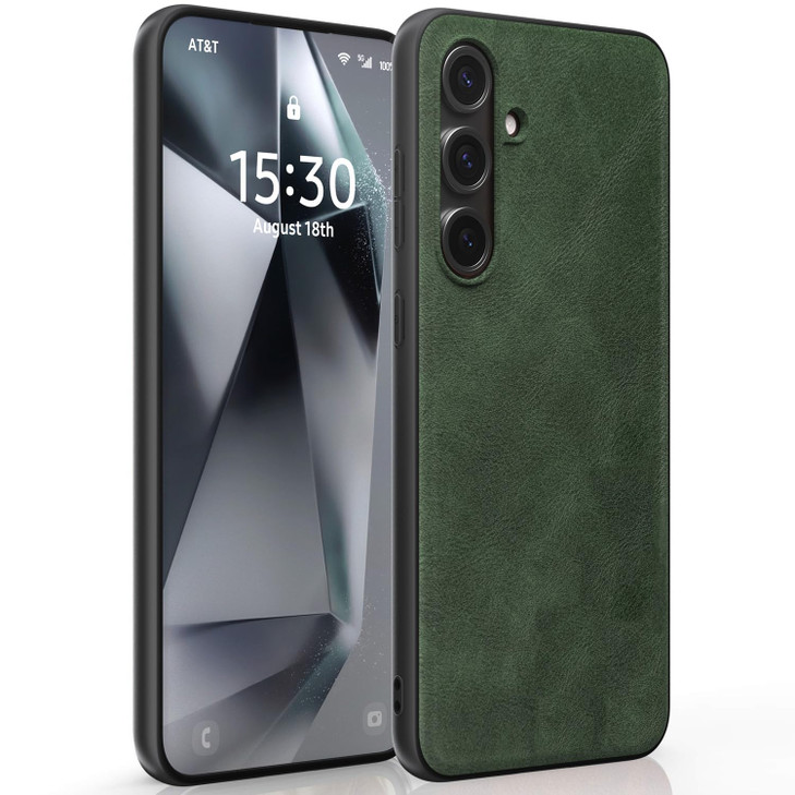 X-level for Samsung Galaxy S24 FE Case, Thin Slim Premium PU Leather Soft TPU Bumper Shockproof Protective Phone Cover for Samsung S24 FE 2024 (Green