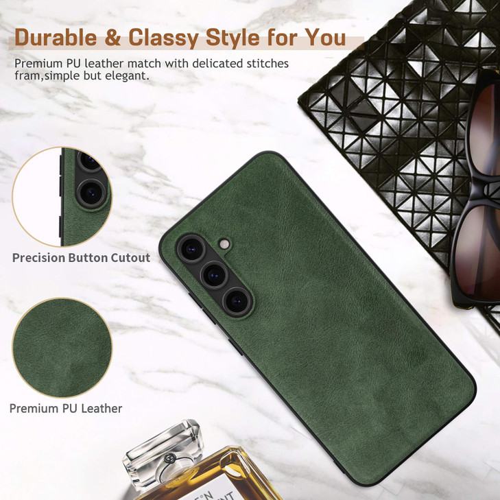 X-level for Samsung Galaxy S24 FE Case, Thin Slim Premium PU Leather Soft TPU Bumper Shockproof Protective Phone Cover for Samsung S24 FE 2024 (Green