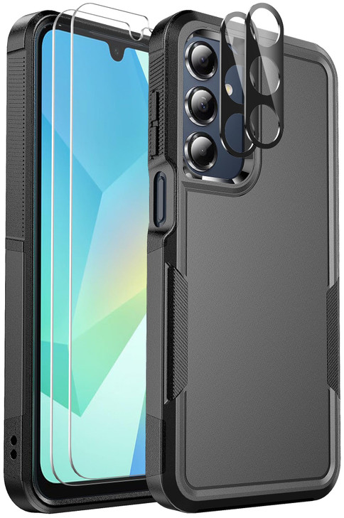Ezanmull for Samsung Galaxy A16 5G Phone Case, [Military Grade Drop Protection] [Glass Screen Protector + Camera Lens Protector] Non-Slip Shockproof