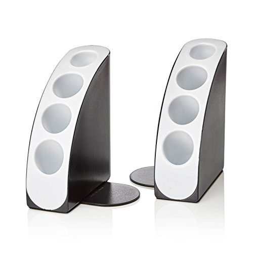 AdirOffice Smart Quarter Bookends & Office Desk Organizer - Heavy Duty Plastic w Non Skid Bottom - Includes Storage Wells to Keep Your Pens/Pencils i