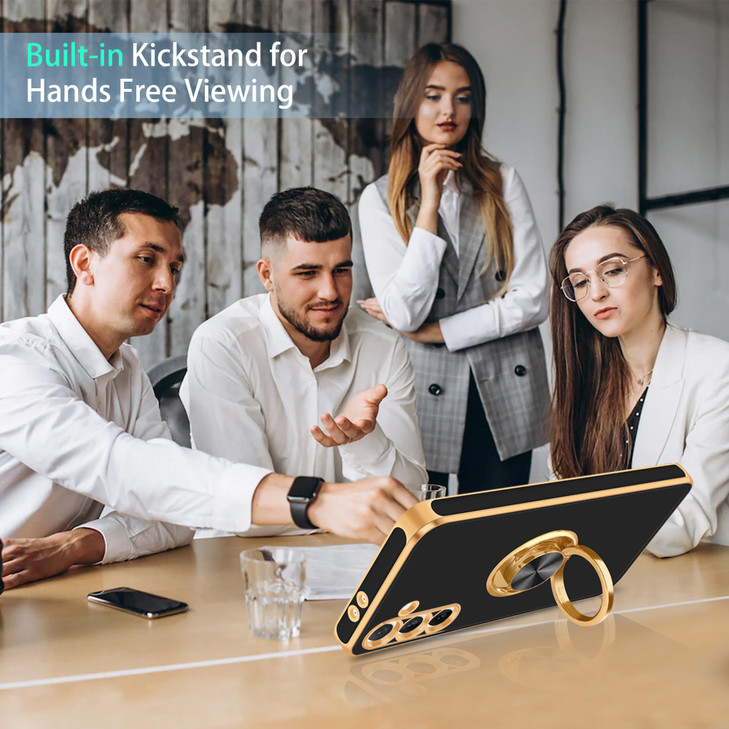 Fingic for Samsung Galaxy S24 FE Case[with 360°Ring Holder Stand][Support Magnetic Car Mount] Kickstand Case for Women Girl Boy Slim Thin Shockproof