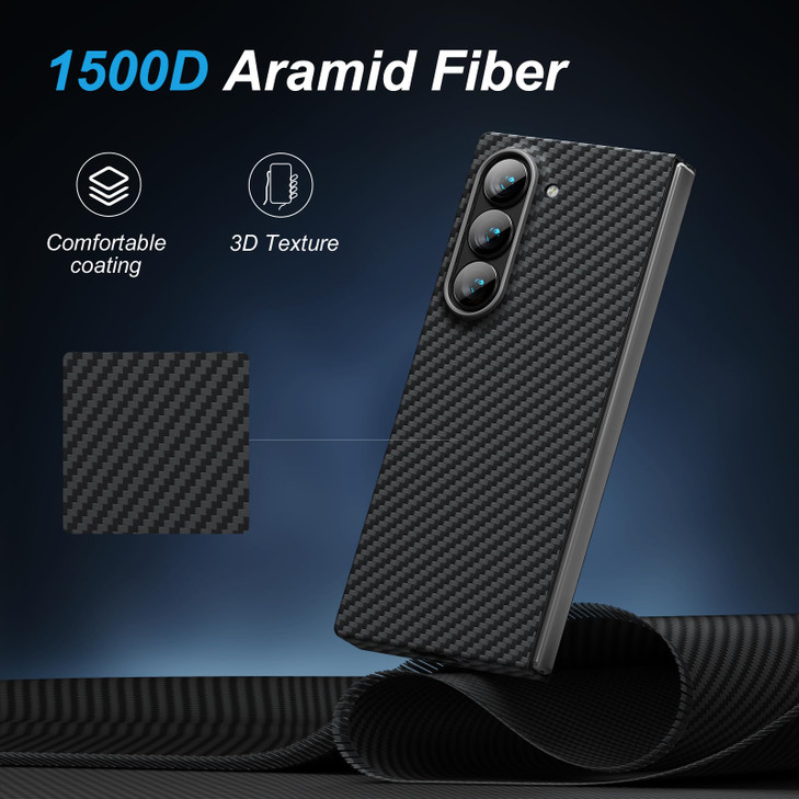 memumi Real Aramid Fiber for Samsung Galaxy Z Fold 6 Case, [NO-case Feeling] Durable Sturdy Aramid with 0.5mm Slim Case for Galaxy Z Fold6 Thin Minim